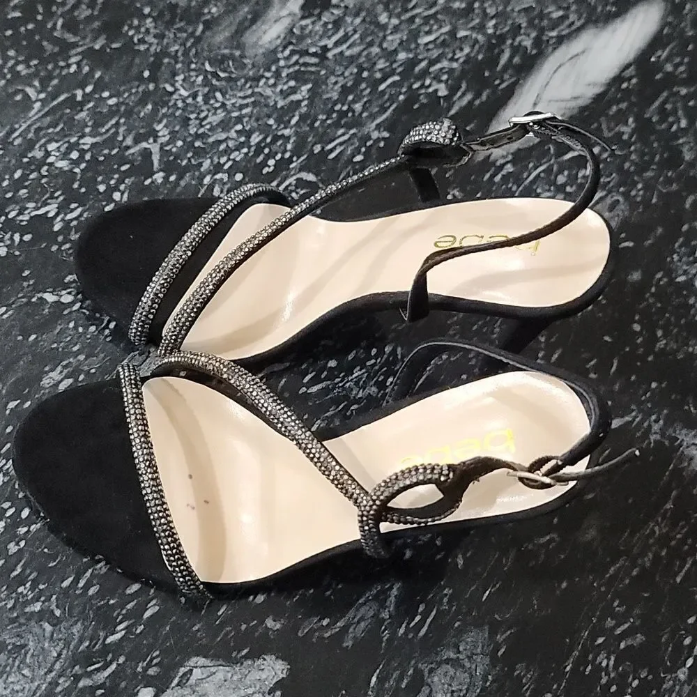 BRAND NEW BEBE STRAPPY HIGH HEEL STILETTOS RHINESTONES STRAP SANDAL